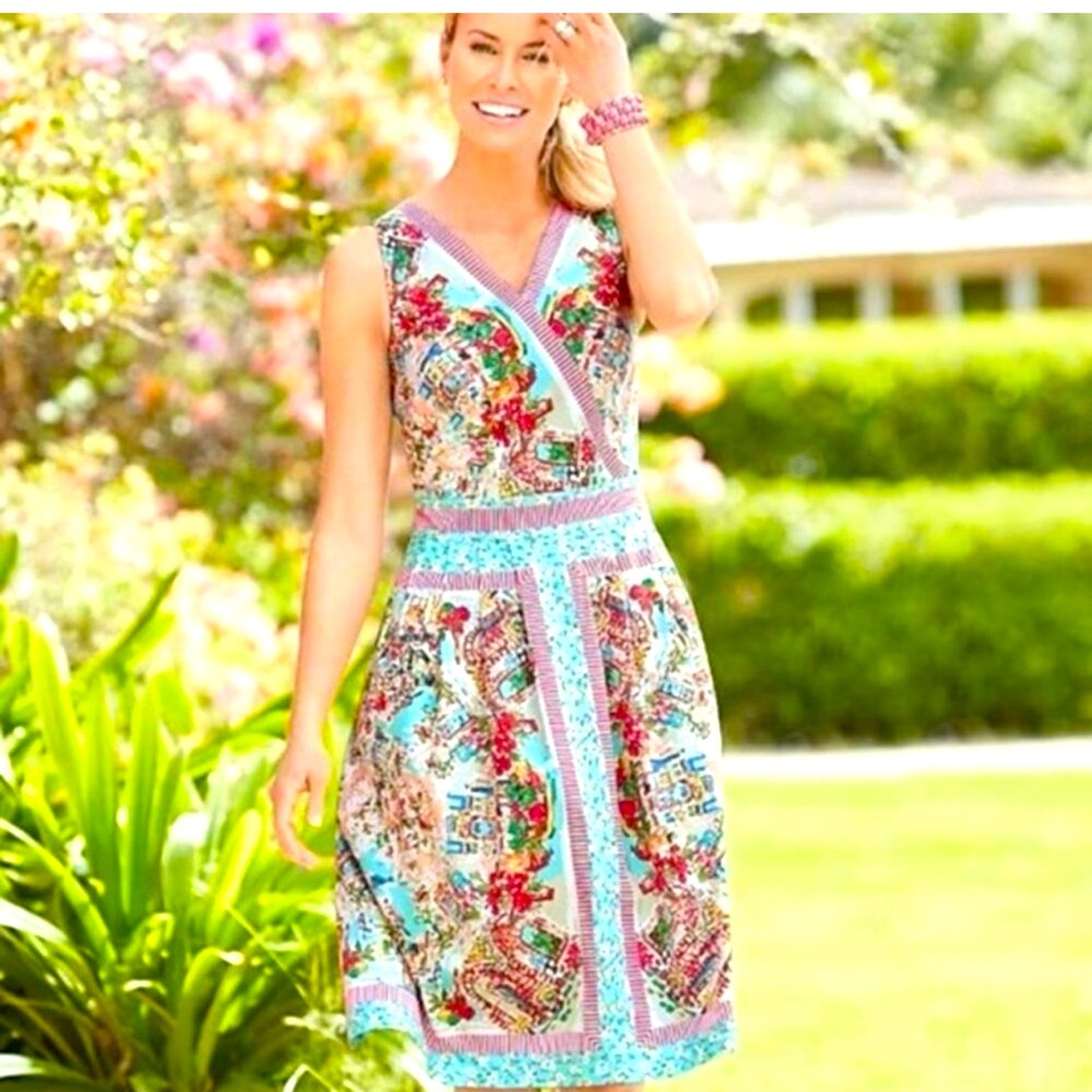 Talbots Vintage Italian Villa Bistro AOG midi Sundress with Flare Bohemian 2